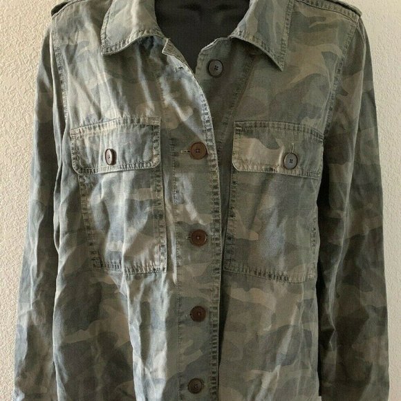 LUCKY BRAND Camo Military Army Combat Green Camoflage Shirt Jacket M NEW! - Picture 2 of 11